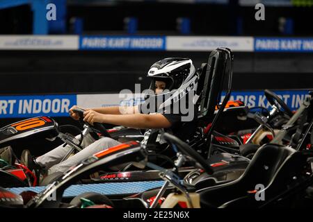 Junge auf einem Go-Kart in Wissous, Frankreich Stockfoto