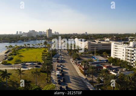 Luftaufnahme Las Olas Boulevard Westansicht vom Strand Stockfoto