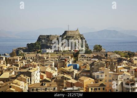 Panoramablick von Korfu Stadt. Griechenland Stockfoto