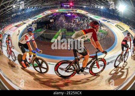 Sixdays Berlin 2019, 4. Tag. Sonntag 27.01.2019, 7,5 km Punktefahren, Velodrom, Prenzlauer Berg, Berlin, Deutschland Stockfoto