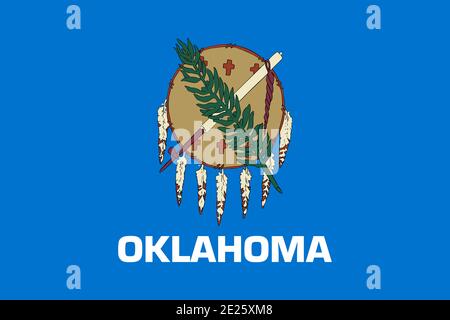 Offizielle große flache Flagge von Oklahoma Horizontal Stockfoto
