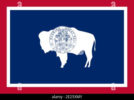 Offizielle große flache Flagge von Wyoming Horizontal Stockfoto