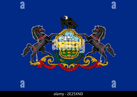 Offizielle große flache Flagge von Pennsylvania Horizontal Stockfoto