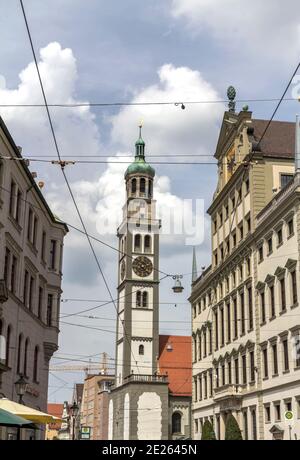 Augsburger Stadtbild mit Perlach-Turm (Perlachturm) Augsburg, Schwaben, Bayern, Deutsch Stockfoto