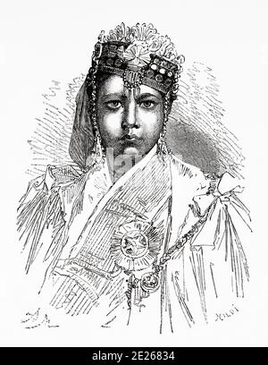 Porträt der Prinzessin Shah Jahan (1838-1901) in Bhopal, Indien. Alte Gravurillustration aus El Mundo en la Mano 1878 Stockfoto