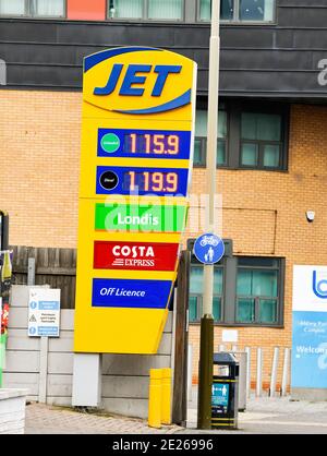 Jet-Tankstelle in Leicester, Großbritannien. Stockfoto