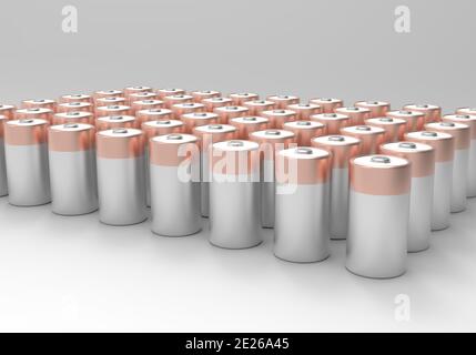 Eine 3d-Darstellung einer Gruppe von Babybatterien Stockfoto