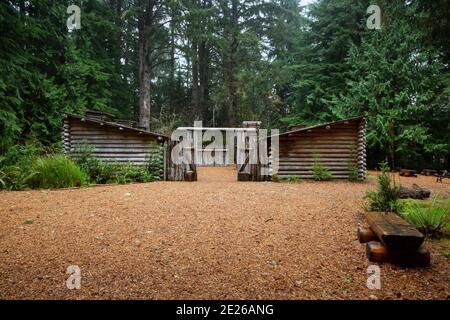 OR02593-00...OREGON - replic of Fort Clatsop, Pacific Coast Winter Quarters for the Lewis and Clark Expedition. Stockfoto