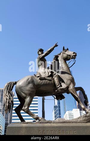 Statue von General John Fulton Reynolds (1820 - 1863) in Philadelphia, USA. Reynolds führte die Armee der Union der Potomac in die Schlacht von Gettysburg. Stockfoto