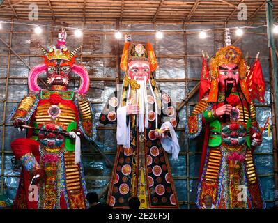 Religiöse Bildnis auf dem Bun Festival Cheung Chau Insel Hongkong Stockfoto