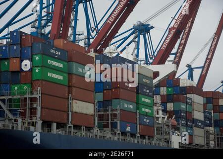 Eindrück aus dem Hamburger Containerhafen Stockfoto