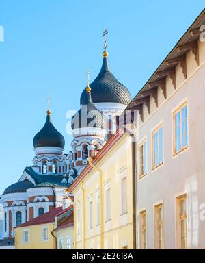 Altstadt Straße, die zu Alexander Newski Kathedrale. Talinn, Estland Stockfoto