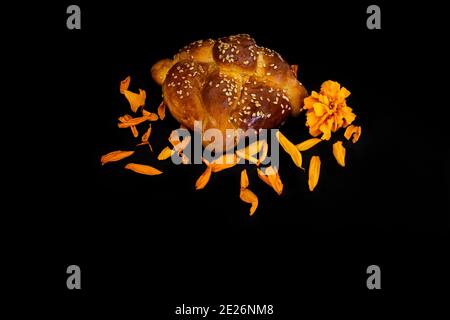 Traditionelles mexikanisches Brot (Pan de muerto) Für den Tag der Toten Stockfoto
