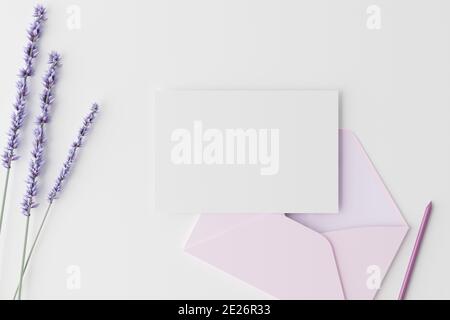 Valentinstag Hintergrund Karte Mockup. 3D-Rendering. Stockfoto