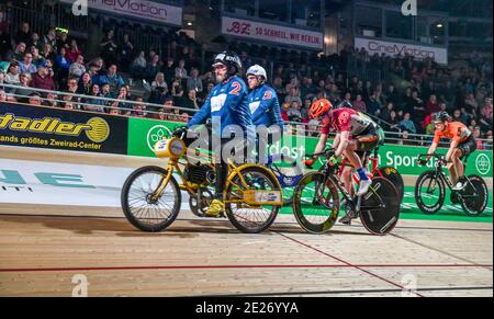 Sixdays Berlin 2019, 30 Runden Derny, 4. Tag. Sonntag 27.01.2019, Velodrom, Prenzlauer Berg, Berlin, Deutschland Stockfoto