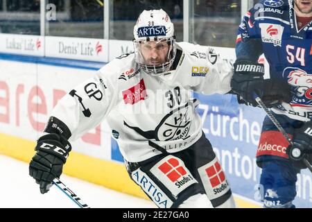 12. Januar 2021, Zürich, Hallenstadion, Nationalliga: ZSC Lions - HC Lugano, # 38 Raffaele Sannitz (Lugano) Quelle: SPP Sport Pressefoto. /Alamy Live Nachrichten Stockfoto