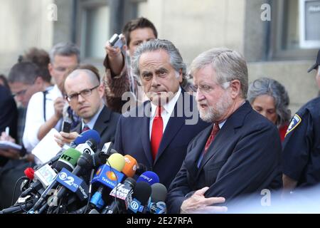Dominique Strauss-Kahns Pressekonferenz vor dem New Yorker Strafgerichtshof in New York City, 23. August 2011. Foto von Hahn-Guerin-Taamallah-Pantaleo/ABACAPRESS.COM Stockfoto