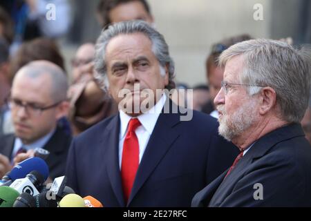 Dominique Strauss-Kahns Pressekonferenz vor dem New Yorker Strafgerichtshof in New York City, 23. August 2011. Foto von Hahn-Guerin-Taamallah-Pantaleo/ABACAPRESS.COM Stockfoto