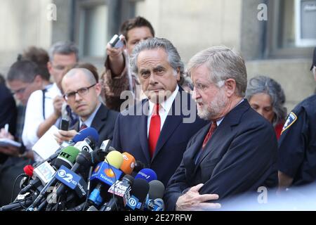 Dominique Strauss-Kahns Pressekonferenz vor dem New Yorker Strafgerichtshof in New York City, 23. August 2011. Foto von Hahn-Guerin-Taamallah-Pantaleo/ABACAPRESS.COM Stockfoto