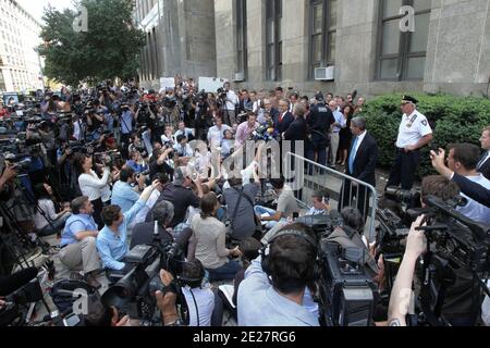 Dominique Strauss-Kahns Pressekonferenz vor dem New Yorker Strafgerichtshof in New York City, 23. August 2011. Foto von Hahn-Guerin-Taamallah-Pantaleo/ABACAPRESS.COM Stockfoto