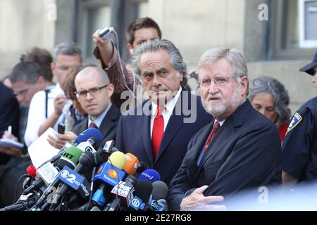 Dominique Strauss-Kahns Pressekonferenz vor dem New Yorker Strafgerichtshof in New York City, 23. August 2011. Foto von Hahn-Guerin-Taamallah-Pantaleo/ABACAPRESS.COM Stockfoto