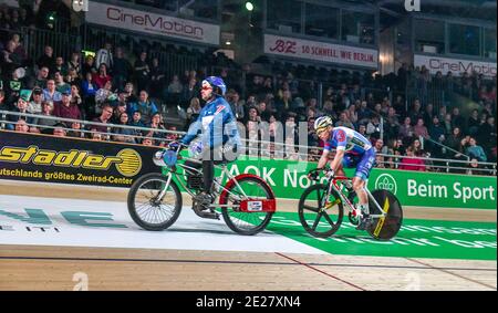 Sixdays Berlin 2019, 30 Runden Derny, 4. Tag. Sonntag 27.01.2019, Velodrom, Prenzlauer Berg, Berlin, Deutschland Stockfoto