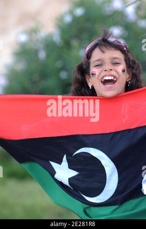 Die libysche Bevölkerung feiert am 31. August 2011 in Tripolis, Libyen, den ersten Tag der Hilfe El Fitr, der das Ende des ramadan-Monats markiert. Foto von Ammar Abd Rabbo/ABACAPRESS.COM Stockfoto