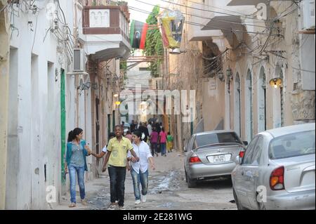 Die libysche Bevölkerung feiert am 31. August 2011 in Tripolis, Libyen, den ersten Tag der Hilfe El Fitr, der das Ende des ramadan-Monats markiert. Foto von Ammar Abd Rabbo/ABACAPRESS.COM Stockfoto