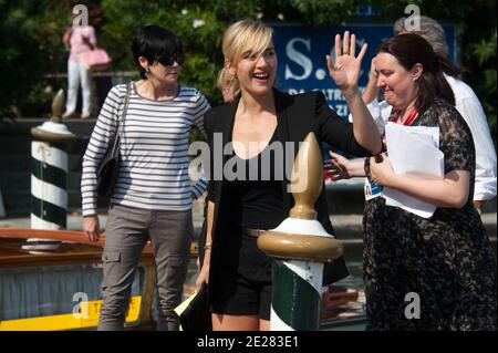 Kate Winslet wird bei der Ankunft im Excelsior Hotel während des 68. Internationalen Filmfestivals 'Mostra' in Venedig, Italien, am 2. September 2011 entdeckt. Winslet kam, um Roman Polanskis Lates-Film 'Carnage mit Jodie Foster, John C. Reilly und Christoph Waltz zu präsentieren. Foto von Nicolas Genin/ABACAPRESS.COM Stockfoto