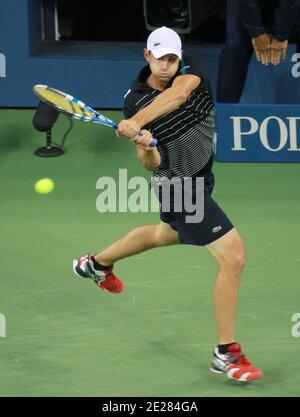 Der US-Amerikaner Andy Roddick im Einsatz gegen den US-Amerikaner Jack Sock am 5. Tag bei den US Open am 2. September 2011 in Flushing Meadows, New York, USA. Foto: Elizabeth Pantaleo/ABACAUSA.COM Stockfoto