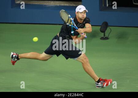 Der US-Amerikaner Andy Roddick im Einsatz gegen den US-Amerikaner Jack Sock am 5. Tag bei den US Open am 2. September 2011 in Flushing Meadows, New York, USA. Foto: Elizabeth Pantaleo/ABACAUSA.COM Stockfoto