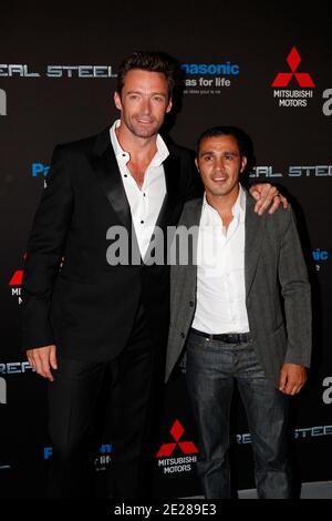 Hugh Jackman und Brahim Asloum bei der Premiere von Real Steel am 6. September 2011 im Grand Rex in Paris, Frankreich. Foto von Jerome Domine/ABACAPRESS.COM Stockfoto