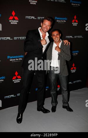 Hugh Jackman und Brahim Asloum bei der Premiere von Real Steel am 6. September 2011 im Grand Rex in Paris, Frankreich. Foto von Jerome Domine/ABACAPRESS.COM Stockfoto