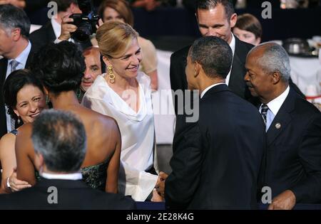 Präsident Obama begrüßt ihre Königliche Hoheit, Infantin Cristina von Spanien, bei der 34. Jährlichen Gala des Hispanic Caucus Institute im Kongress im Washington Convention Center in Washington, DC, 14. September 2011. Foto von Olivier Douliery/ABACAPRESS.COM Stockfoto