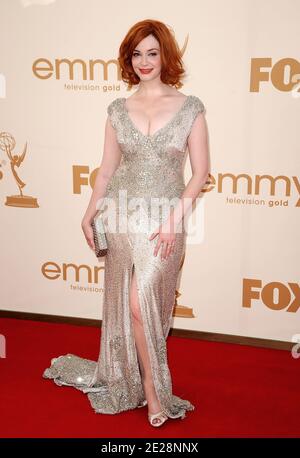 Christina Hendricks nimmt an den 63. Jährlichen Primetime Emmy Awards im Nokia Theater L.A. Teil Live in Los Angeles, CA, USA am 18. September 2011. Foto von Lionel Hahn/ABACAPRESS.COM Stockfoto