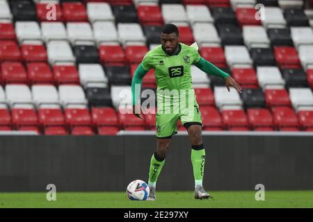 SUNDERLAND, ENGLAND. 12. JANUAR David Amoo von Port Vale während des EFL Trophy Spiels zwischen Sunderland und Port Vale im Stadium of Light, Sunderland am Dienstag 12. Januar 2021. (Kredit: Mark Fletcher, Mi News) Kredit: MI Nachrichten & Sport /Alamy Live Nachrichten Stockfoto