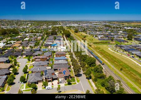 Luftaufnahme eines Außenvororts in Melbourne Stockfoto