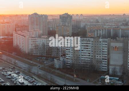 Die Höfe Minsks von oben. Hauptstadt von Weißrussland Stockfoto