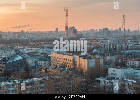 Die Höfe Minsks von oben. Hauptstadt von Weißrussland Stockfoto