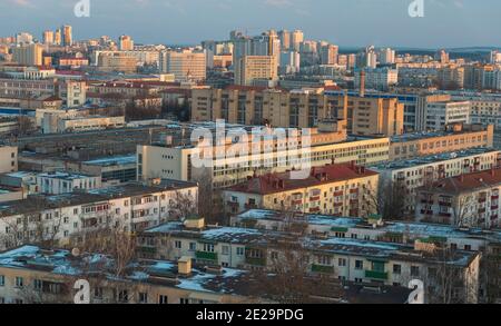 Die Höfe Minsks von oben. Hauptstadt von Weißrussland Stockfoto