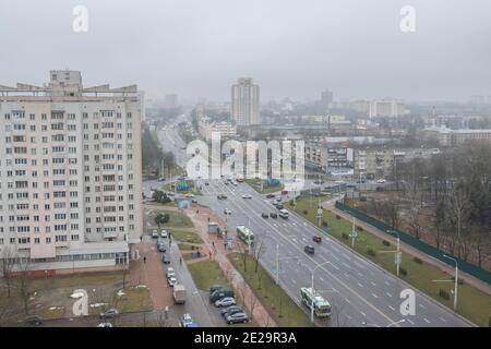 Die Höfe Minsks von oben. Hauptstadt von Weißrussland Stockfoto