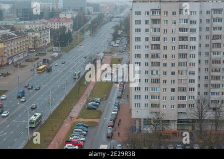 Die Höfe Minsks von oben. Hauptstadt von Weißrussland Stockfoto