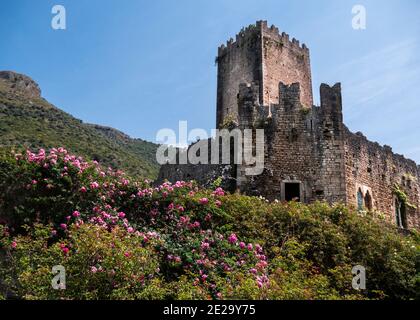 Der Garten von Ninfa, der verlassenen Stadt, Cisterna di Latina, Latium, Italien, Europa Italien Stockfoto