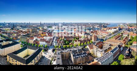 Panoramablick auf das Stadtzentrum von kopenhagen, dänemark Stockfoto