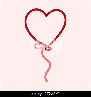 Valentinstag Thema Doodle Symbol der Hand gezeichnet Balloon mit Herzform isoliert auf einem rosa Stockfoto