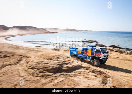 507 Sotnikov Dmitry (rus), Akhmadeev Ruslan (rus), Akhmatzianov Ilgiz (rus), Kamaz, Kamaz - Meister, Camion, Truck, Aktion während der 9. Etappe der Dakar 2021 zwischen Neom und Neom, in Saudi-Arabien am 12. Januar 2021 - Foto Antonin Vincent / DPPI / LiveMedia Stockfoto