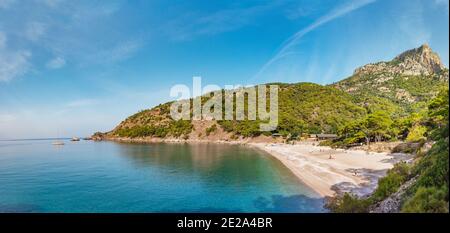 Küste am Mittelmeer in der Nähe von Fethiye Kabak Türkei. Stockfoto