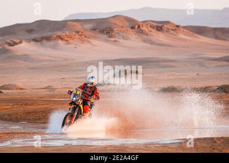 03 Price Toby (aus), KTM, Red Bull KTM Factory Team, Moto, Bike, Action während der 9. Etappe der Dakar 2021 zwischen Neom und Neom, in Saudi-Arabien am 12. Januar 2021 - Foto Florent Gooden / DPPI / LiveMedia Stockfoto