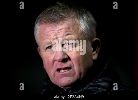 Aktenfoto vom 09-01-2021 von Sheffield United Manager Chris Wilder. Stockfoto
