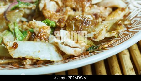 Pwaso Sale - Salzfisch ist ein traditionelles Gericht auf den Seychellen, mauritische kreolische Küche Stockfoto